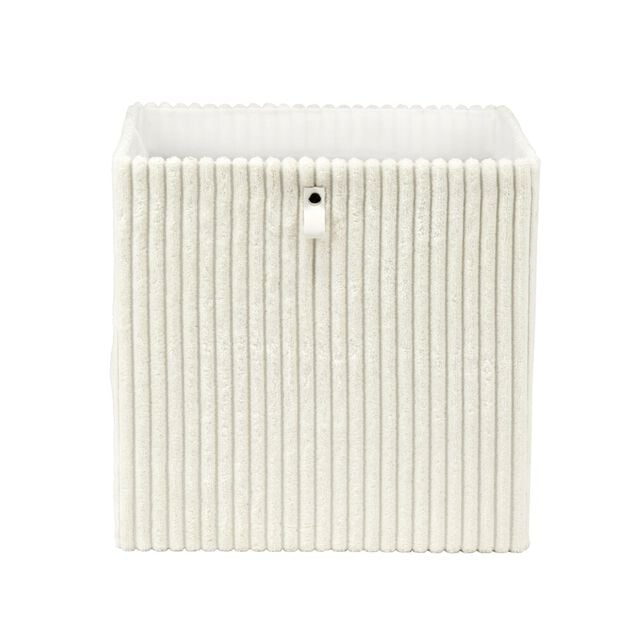 Panier de rangement 20L velours c&ocirc;tel&eacute; beige