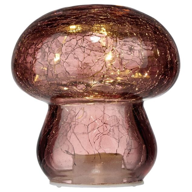 Champignon d&eacute;coratif automne verre &agrave; LED &Oslash;8xH8,5cm (4 mod&egrave;les)