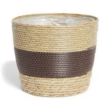 Cache pot en corde d&eacute;grad&eacute; marron beige &Oslash;26,5xH23cm