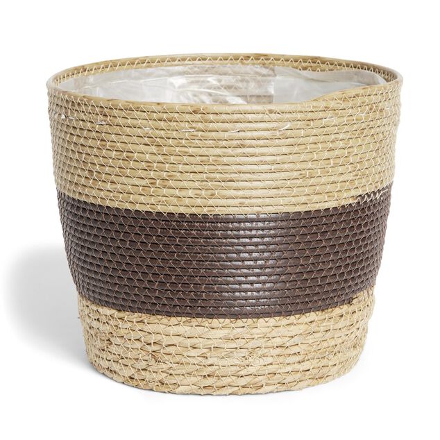 Cache pot en corde d&eacute;grad&eacute; marron beige &Oslash;26,5xH23cm