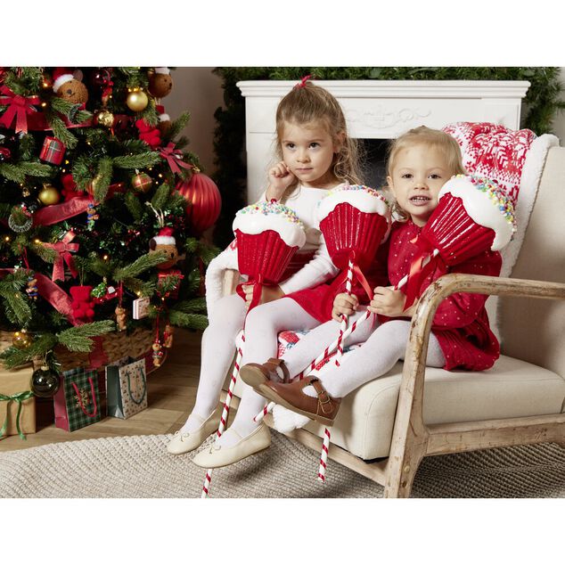 D&eacute;coration de No&euml;l &agrave; poser sucette cupcake rouge et blanc &Oslash;17xH67cm