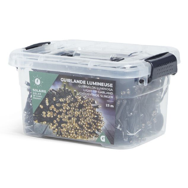 Guirlande solaire 400 LED clignotante blanc chaud 25 m