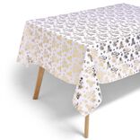 Nappe en tissu blanche motifs étoiles dorées 140x300cm