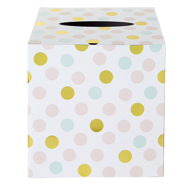 Urne d'anniversaire &agrave; poids de couleur rose, vert et dor&eacute; en carton