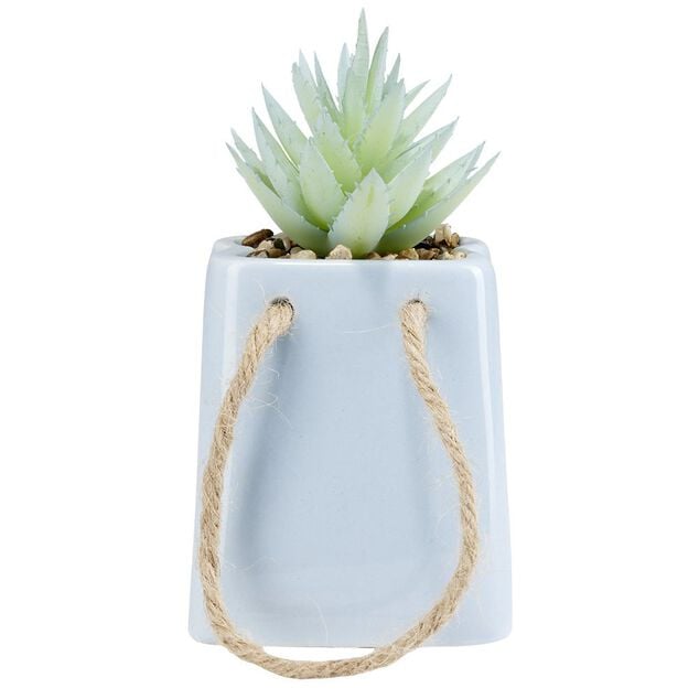 Plante artificielle pot c&eacute;ramique avec corde