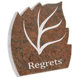 Plaque fun&eacute;raire granit motif Feuille Regrets