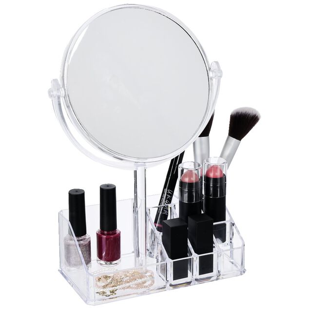Rangement cosmétique miroir 9 compartiments 20x15xH5cm