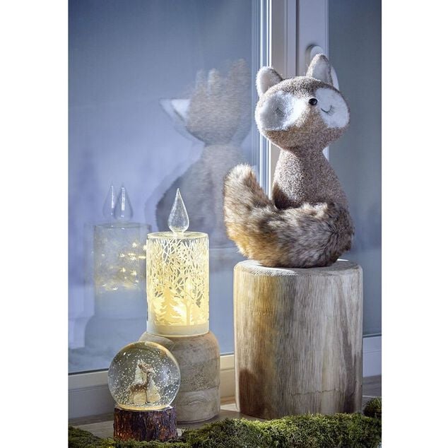 Bougie en verre &agrave; LED d&eacute;co blanche th&egrave;me No&euml;l