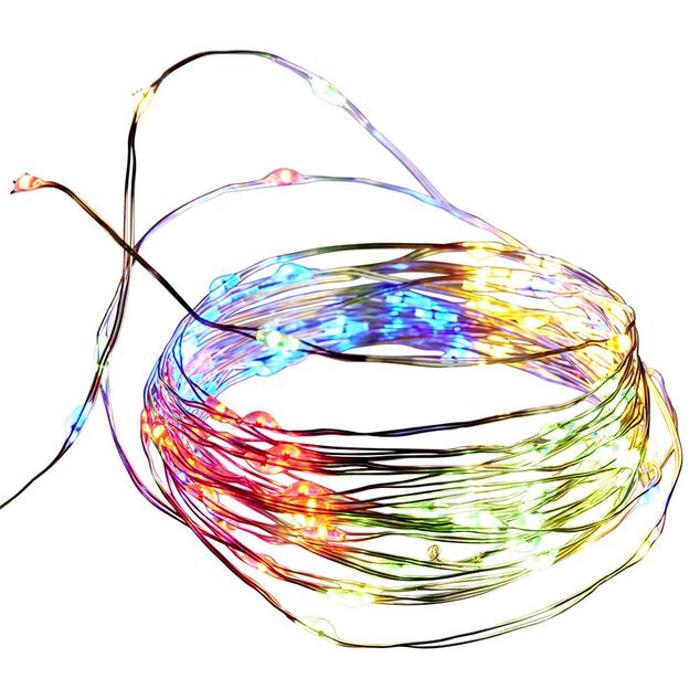 Guirlande &eacute;lectrique fil cuivre 100microLED 5m d'&eacute;clairage multicolore