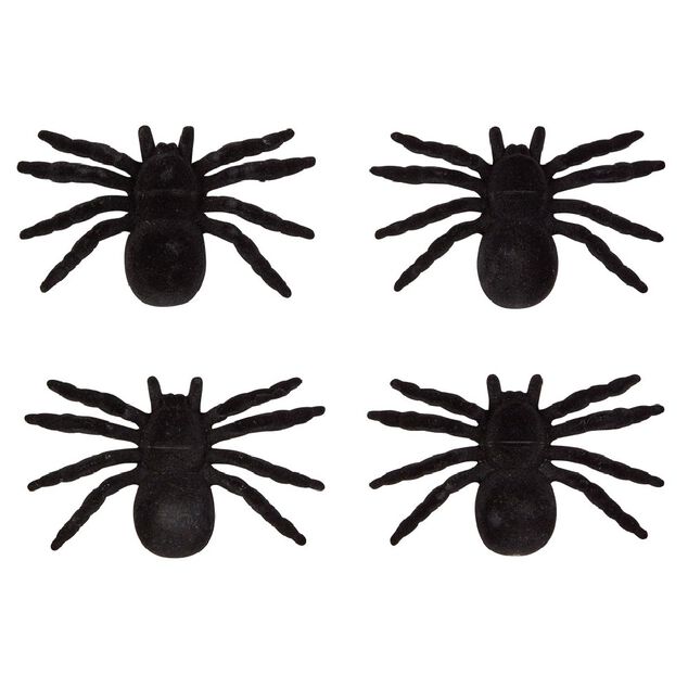 Araign&eacute;e noire d&eacute;coration Halloween x4