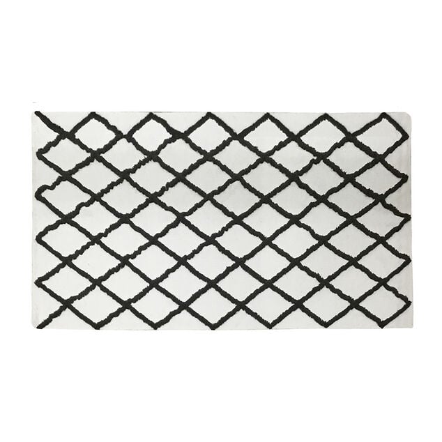 Tapis rectangulaire coton tuft&eacute; blanc noir 120x170 cm