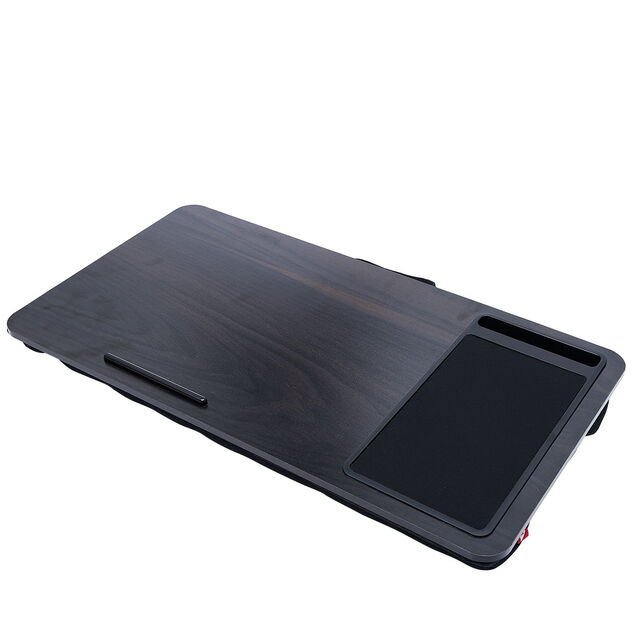 Support pour ordinateur portable nomade bois noir 57x30xH5cm