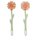 Tapette &agrave; insecte forme fleur plastique vert et orange H47cm