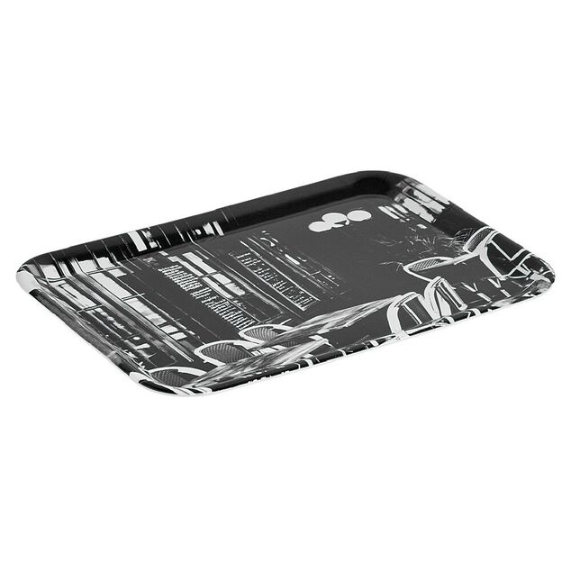 Plateau rectangulaire mélamine design bistrot noir et blanc