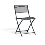 Chaise de jardin pliante London m&eacute;tal textil&egrave;ne gris 45x51xH81cm