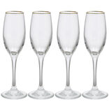 Flûte en verre transparent avec liseré doré x4