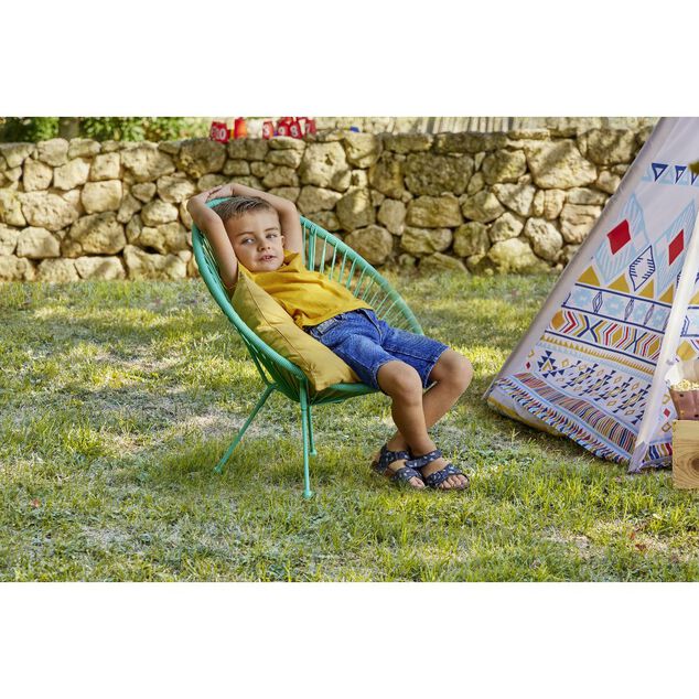 Fauteuil de jardin enfant Urban filaire bleu 56x49xH67cm