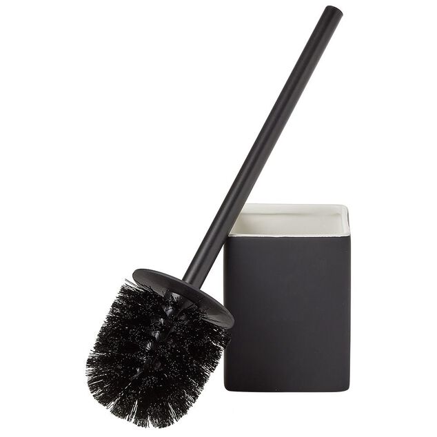 Brosse WC socle carr&eacute; gr&egrave;s noir 9,2x9,2xH36cm