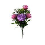 Fleur artificielle piquet rose/pivoine violet et rose 11 t&ecirc;tes