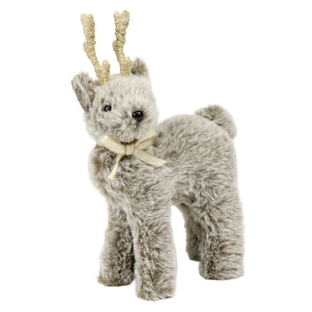 Renne de No&euml;l &agrave; poser effet fourrure H25cm (2 mod&egrave;les)