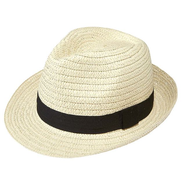 Chapeau &eacute;t&eacute; beige avec ruban