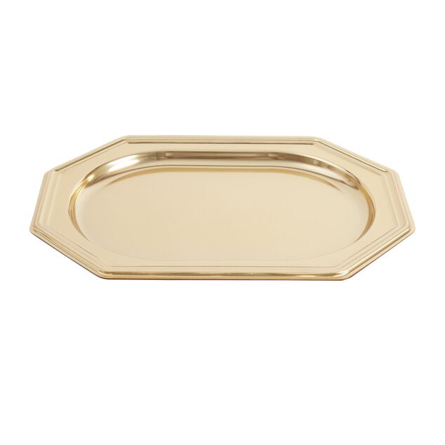 Plat de pr&eacute;sentation traiteur octogonal X3 pcs L35X22XH2 cm dor&eacute;