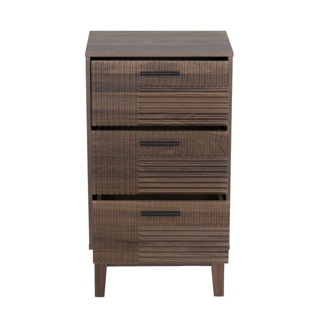 Meuble de rangement en bois Lida 3 tiroirs marron fonc&eacute; 40x29,5xH72cm