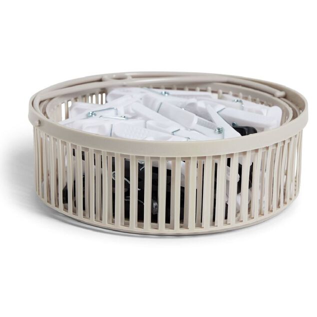 Panier avec 50 pinces &agrave; linge blanc - &Oslash;20xH.17cm