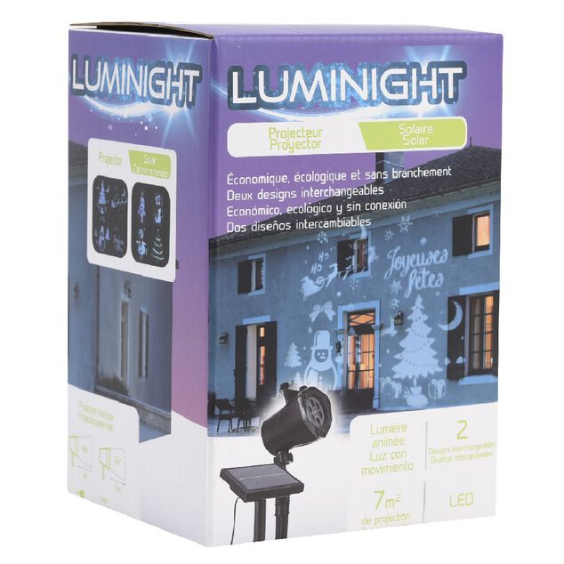 Projecteur ext&eacute;rieur LED solaire No&euml;l motifs anim&eacute;s