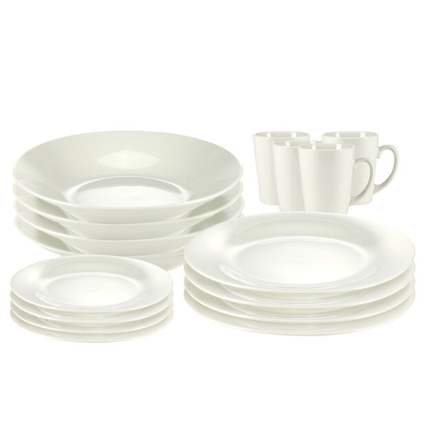 Service à vaisselle en porcelaine blanche 4 personnes (16 pièces)