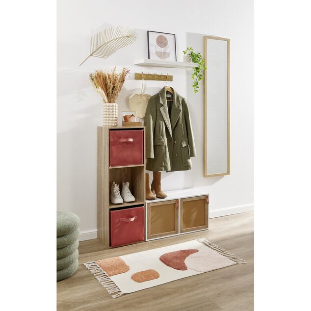 Porte cannage Box Cube 32,2x32,2x1,2cm bois marron
