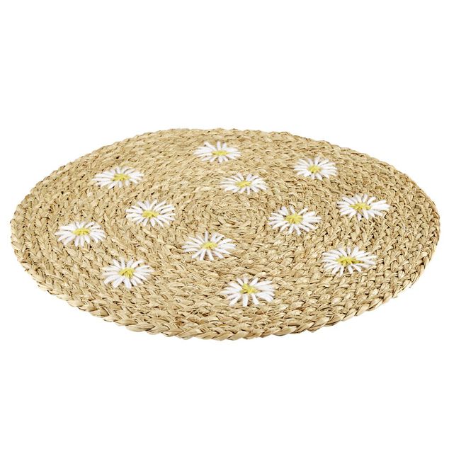 Set de table rond en jute motifs marguerites &Oslash;38cm