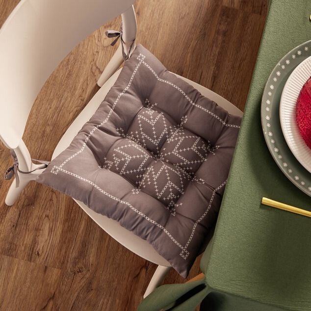 Galette de chaise carr&eacute; tissu motif No&euml;l 40x40cm (4 mod&egrave;les)