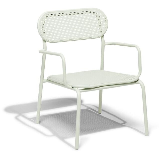 Chaise basse de jardin Faro empilable m&eacute;tal vert 56x56xH75cm
