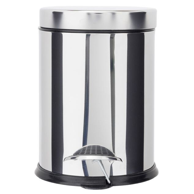 Poubelle salle de bain inox gris chrom&eacute; 3L - &Oslash;17xH24cm