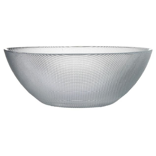 Saladier en verre design relief transparent x2