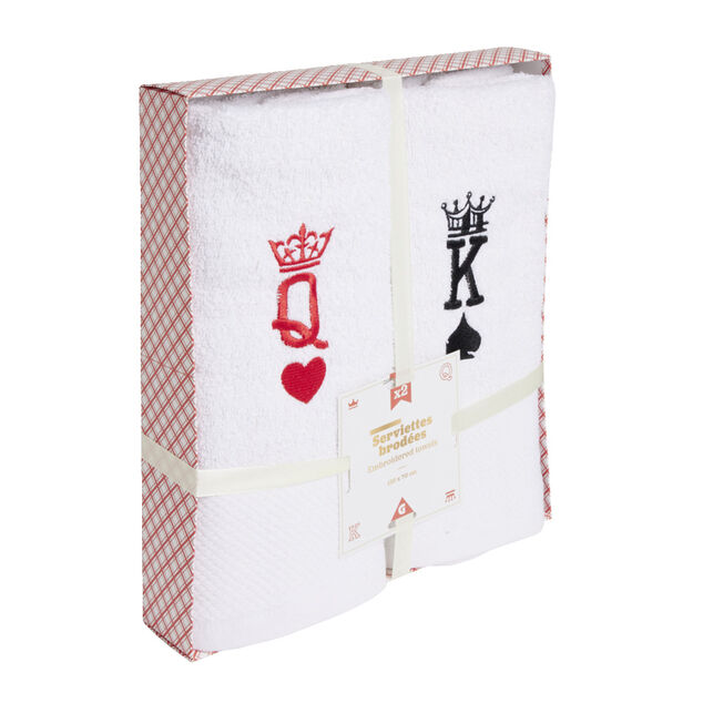 Lot de 2 serviettes brodées King et Queen 70xL130cm