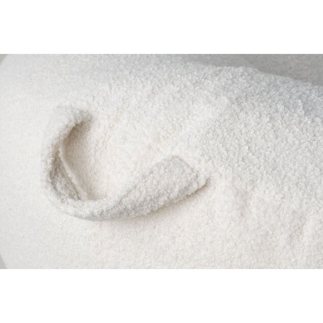 Pouf poire Clara effet laine boucl&eacute;e blanc &Oslash;92xH61cm