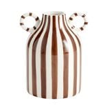 Vase avec anses c&eacute;ramique &agrave; rayures 12,5x10,5xH15,5cm