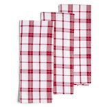 Lot de 3 torchons coton &agrave; carreaux rouge et blanc 50x70cm