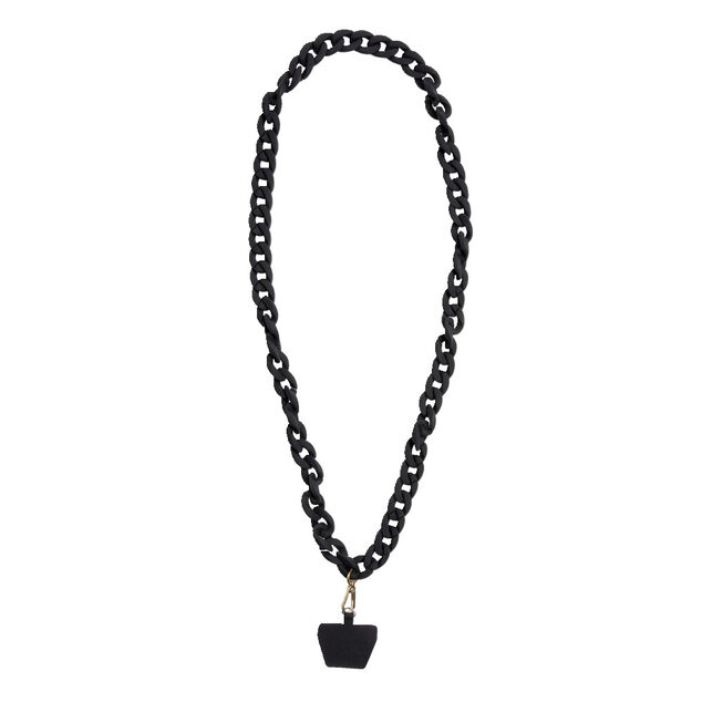 Bijou cha&icirc;ne de t&eacute;l&eacute;phone maille en plastique noir L120cm