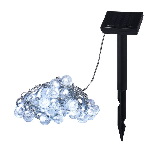Guirlande boules lumineuses solaire blanc froid clignotant fixe 5,8 m