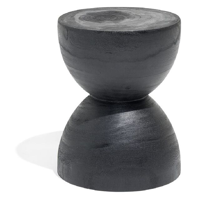 Bout de canap&eacute; Tammy bois paulownia noir &Oslash;27xH33cm