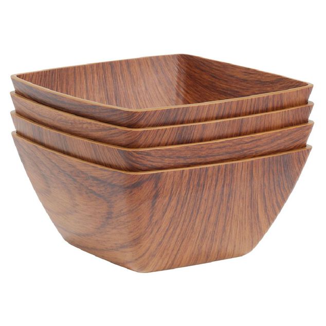 Bol carré effet bois 12x12cm