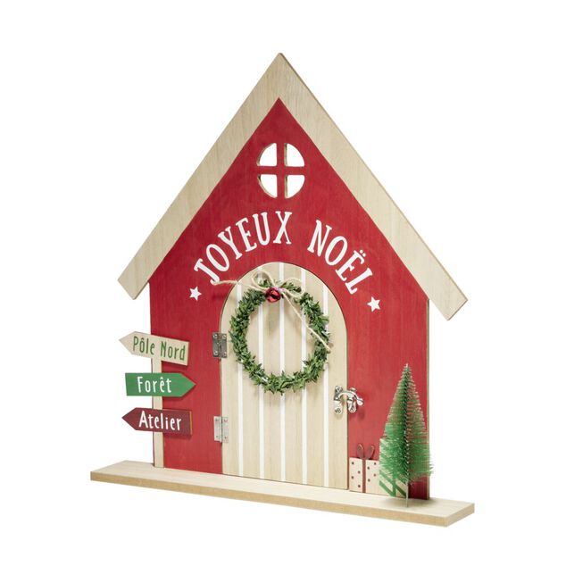 Maison de No&euml;l traditionnelle avec porte ouvrante H42cm