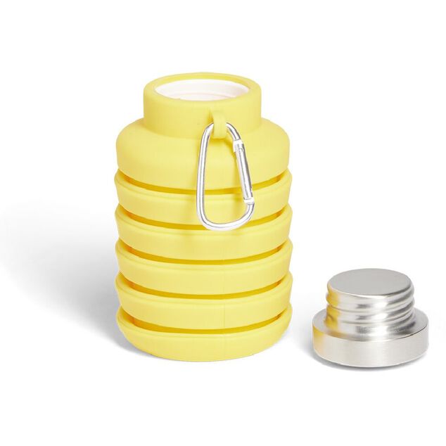Gourde pliable silicone jaune avec mousqueton 200/480ml