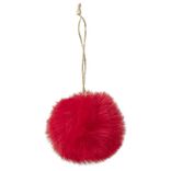 Boule de No&euml;l fourrure rouge &Oslash;6cm