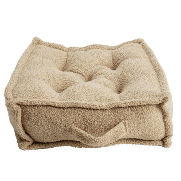 Coussin de sol carré bouclette beige 45x45cm