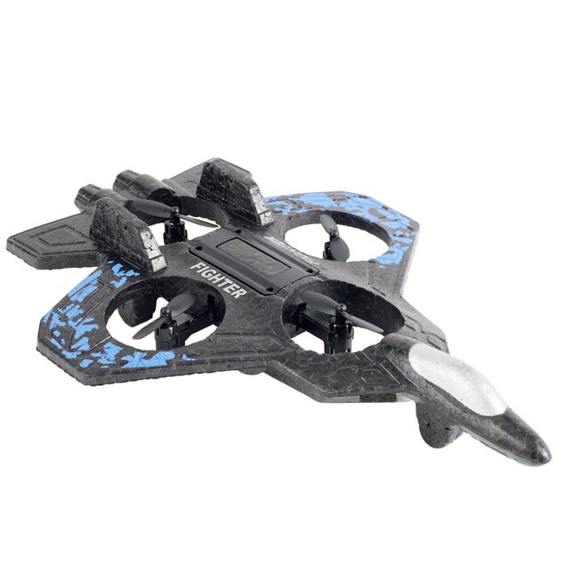 Avion radiocommand&eacute; lumineux USB 360&deg; noir et bleu
