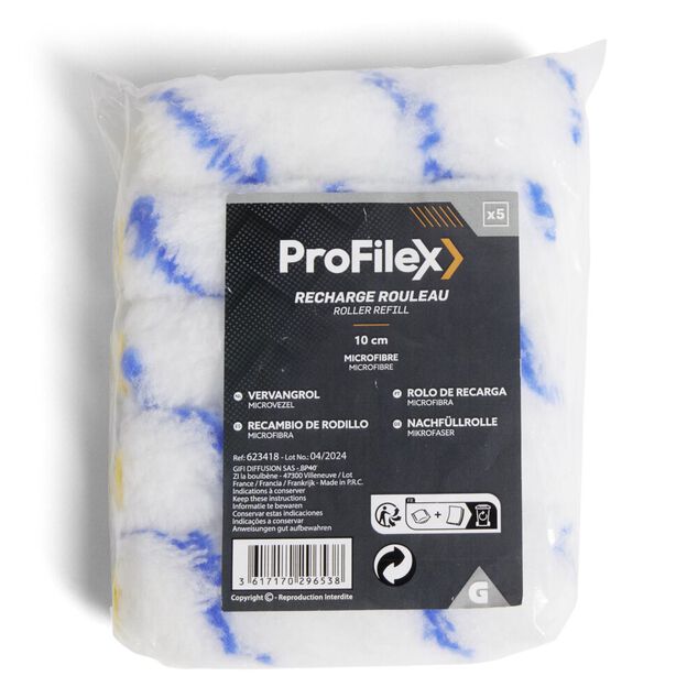 Lot de 5 rouleaux de peinture microfibre 10cm